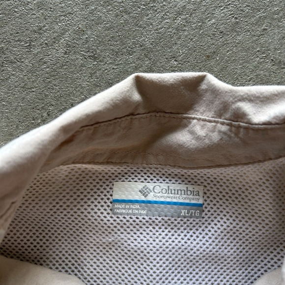 Columbia PFG Button Up Shirt Mens XL Tan Nylon Fishing Short Sleeve Outdoors - Picture 3 of 8